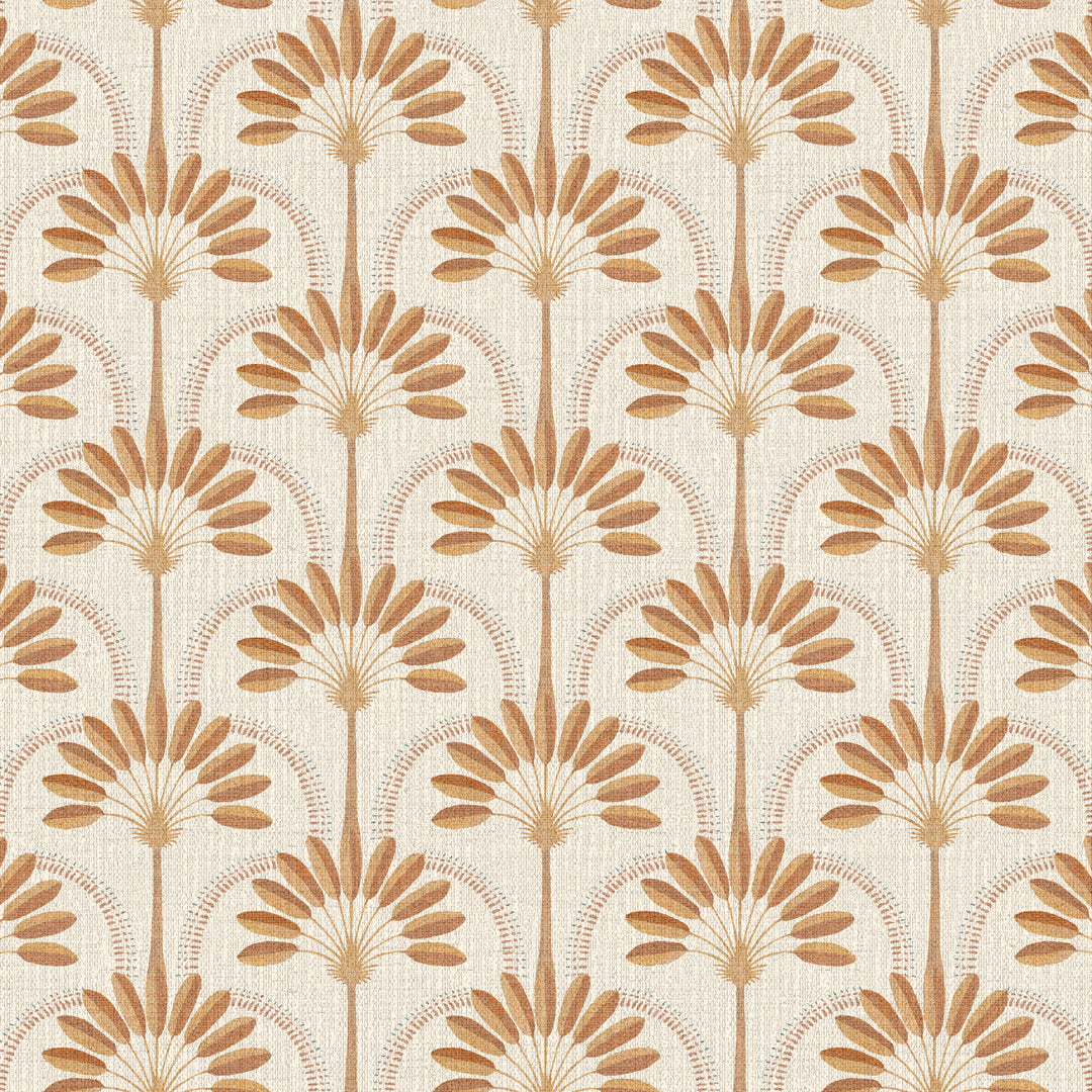 Palm Arches Terracotta Grasscloth
