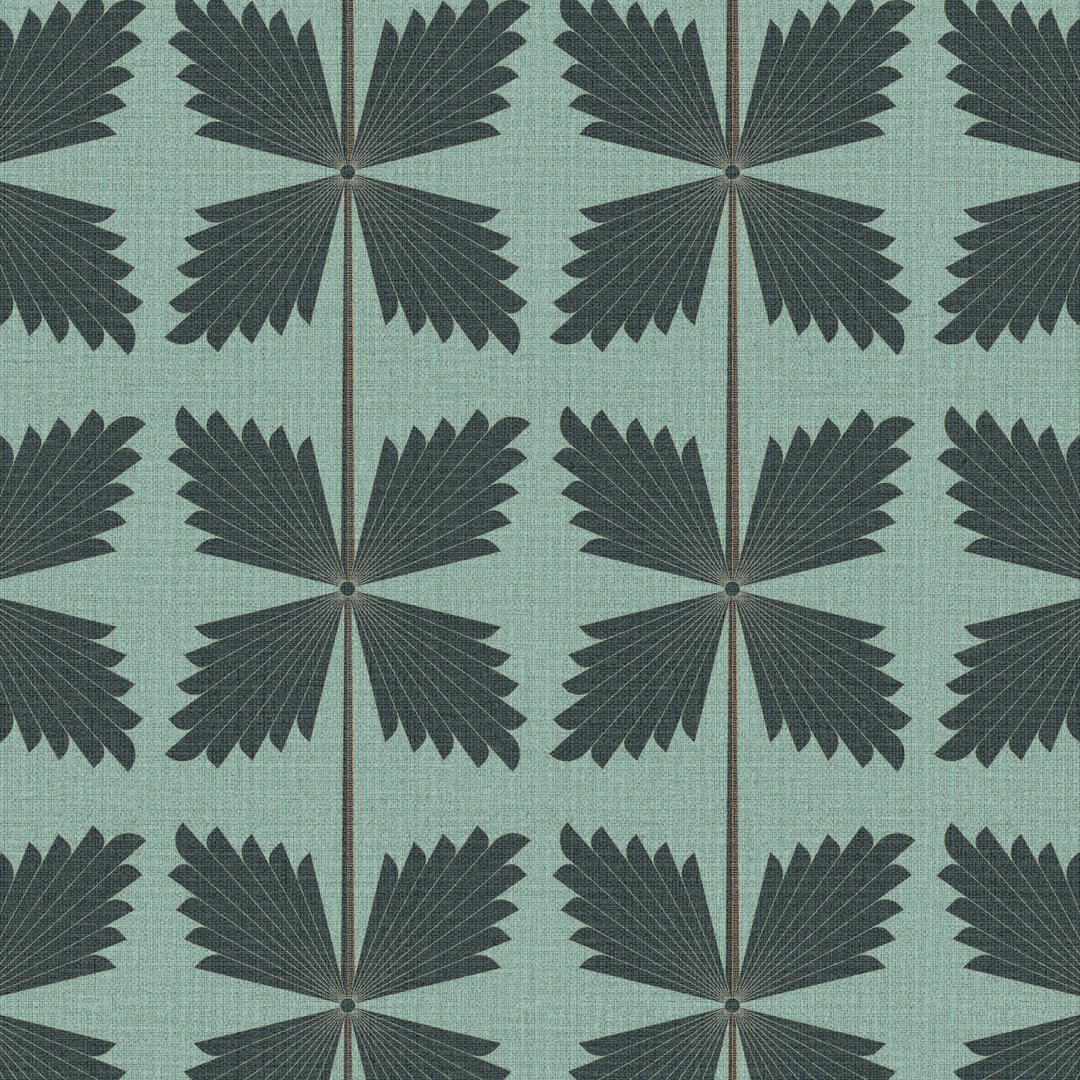 Palmetto Black Teal Grasscloth