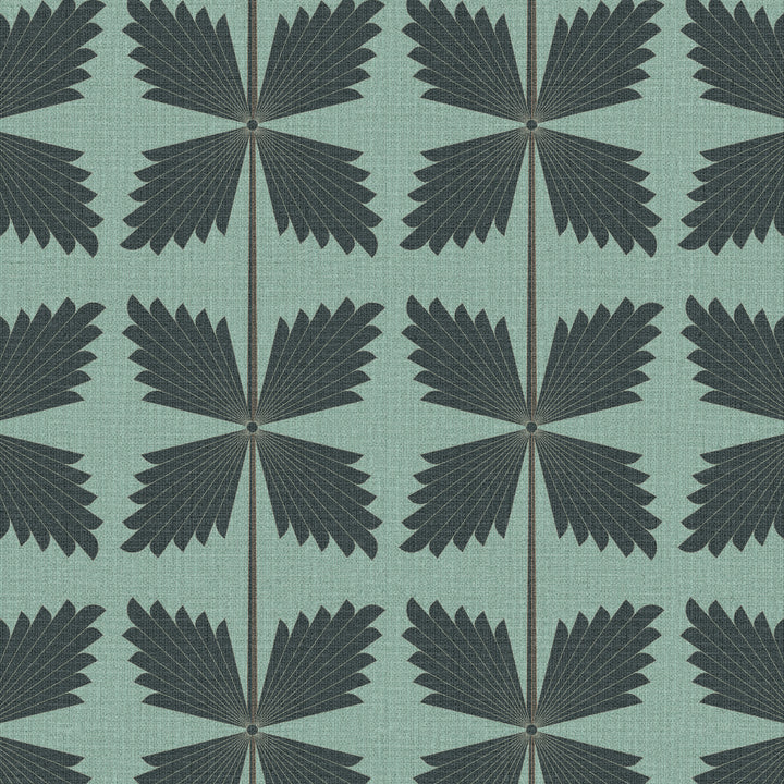 Palmetto Black Teal Grasscloth