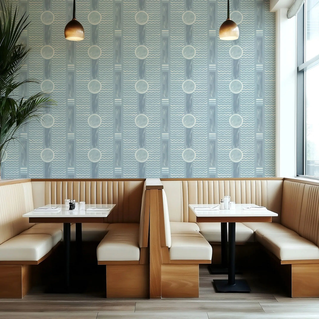 South Beach Facade - Faded Blue Wallpaper