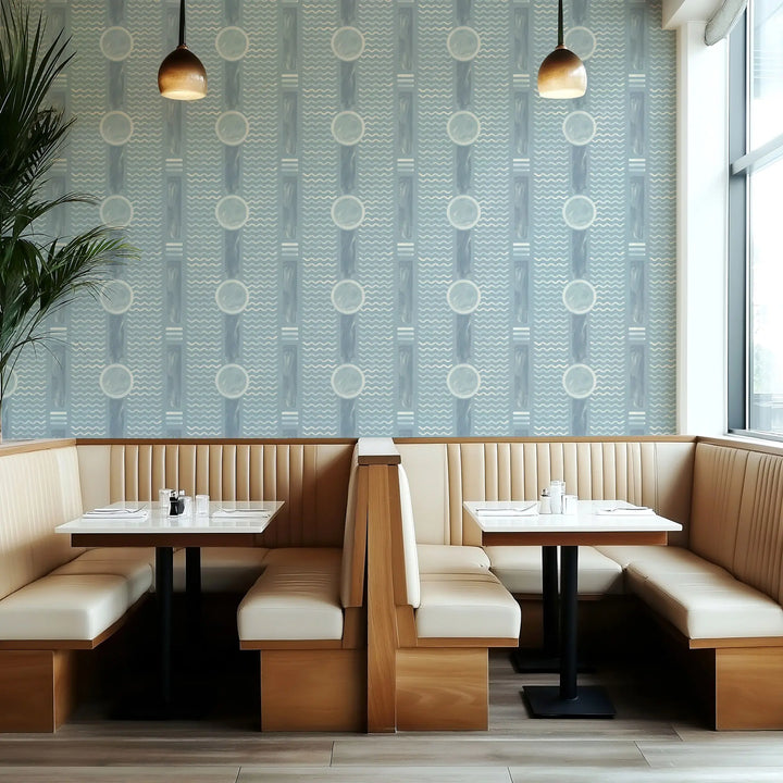 South Beach Facade - Faded Blue Wallpaper