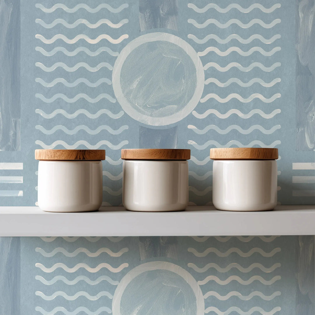 South Beach Facade - Faded Blue Wallpaper