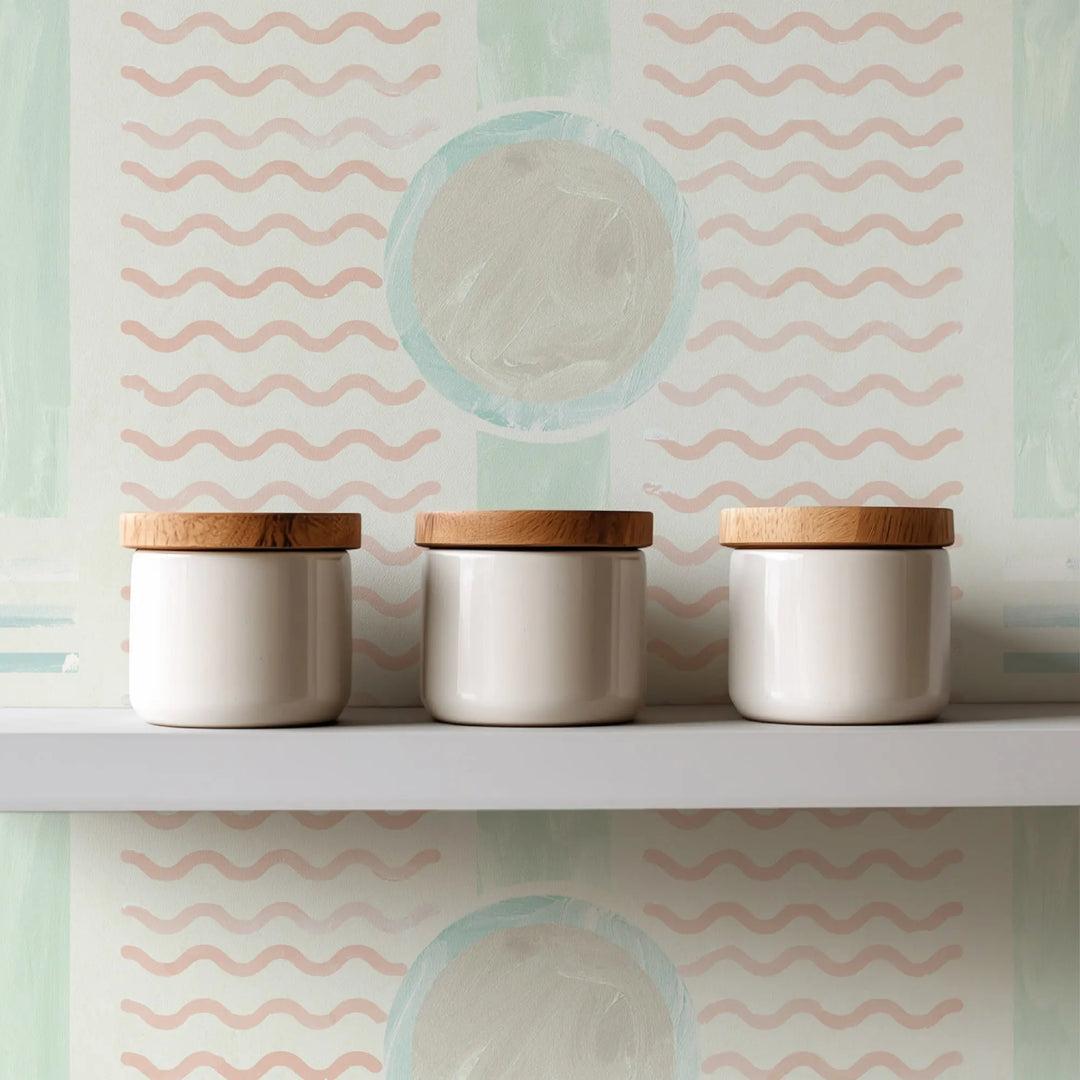 South Beach Facade - Teal Wallpaper