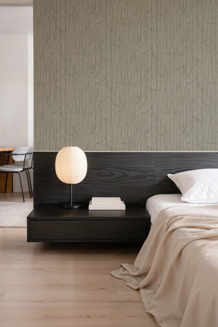 Lingering Lines - Green Taupe Wallpaper