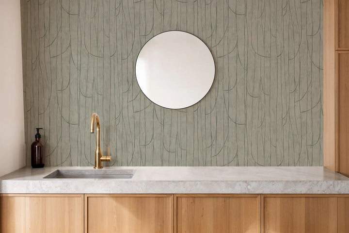 Lingering Lines - Green Taupe Wallpaper