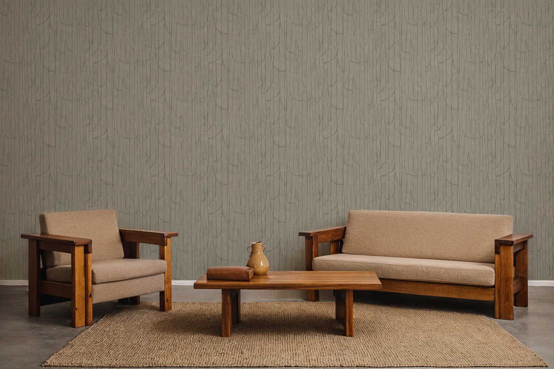 Lingering Lines - Green Taupe Wallpaper