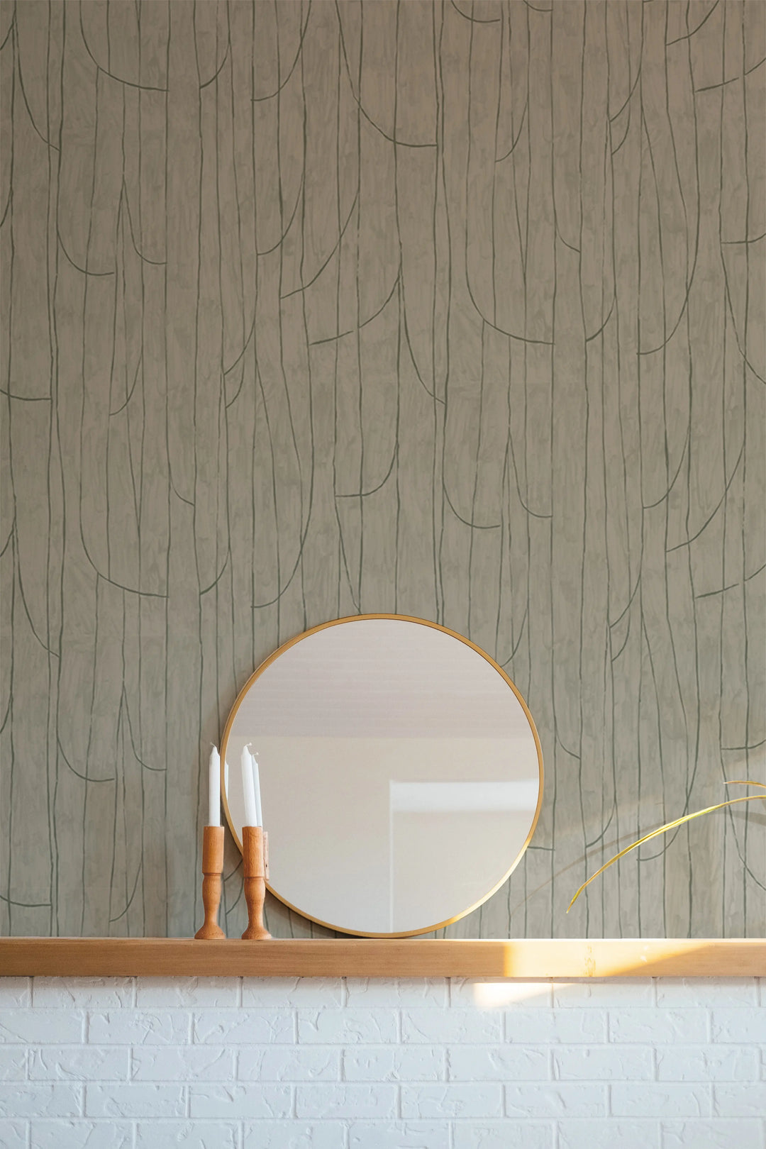 Lingering Lines - Green Taupe Wallpaper