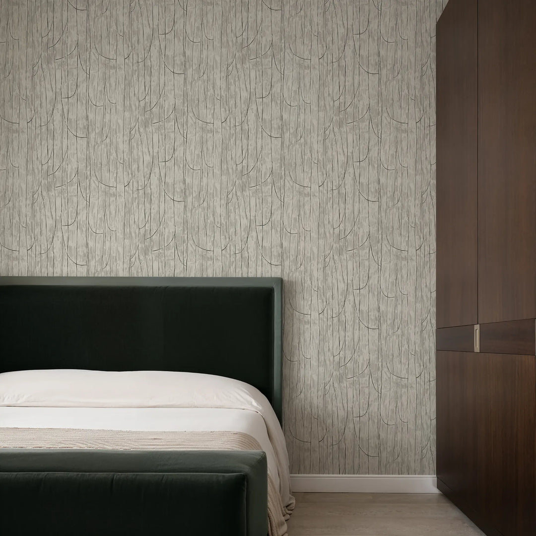 Lingering Lines - Taupe Black Wallpaper