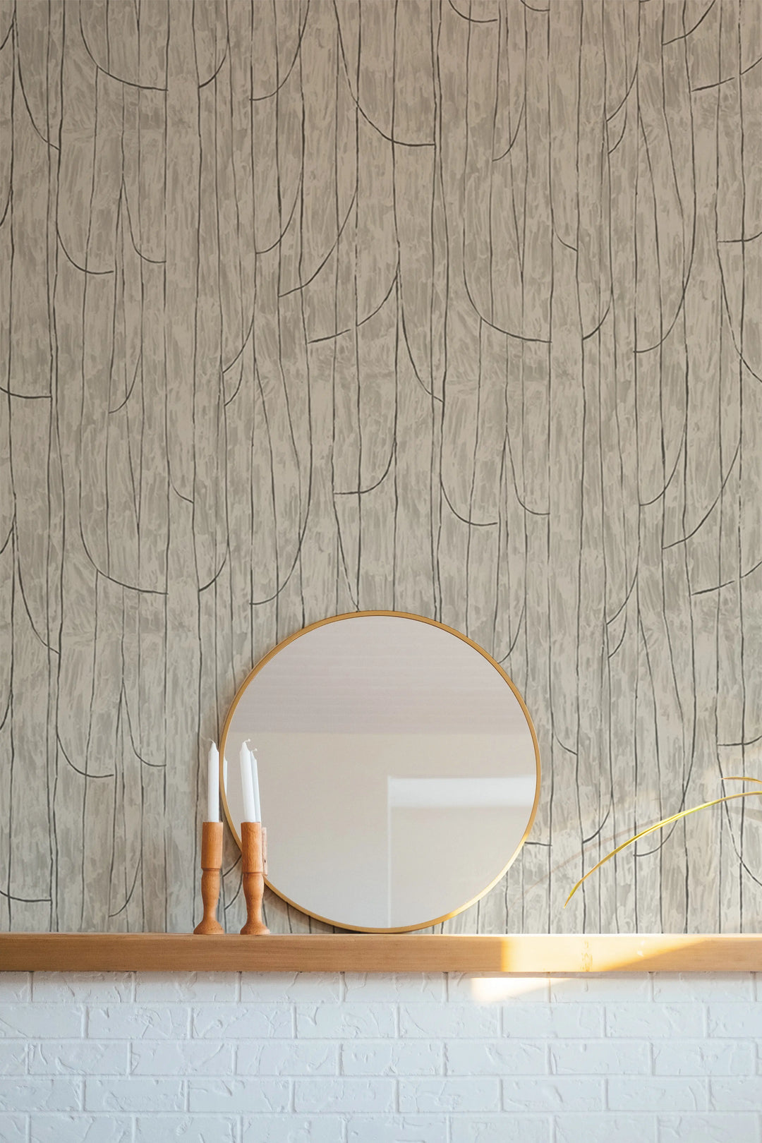 Lingering Lines - Taupe Black Wallpaper