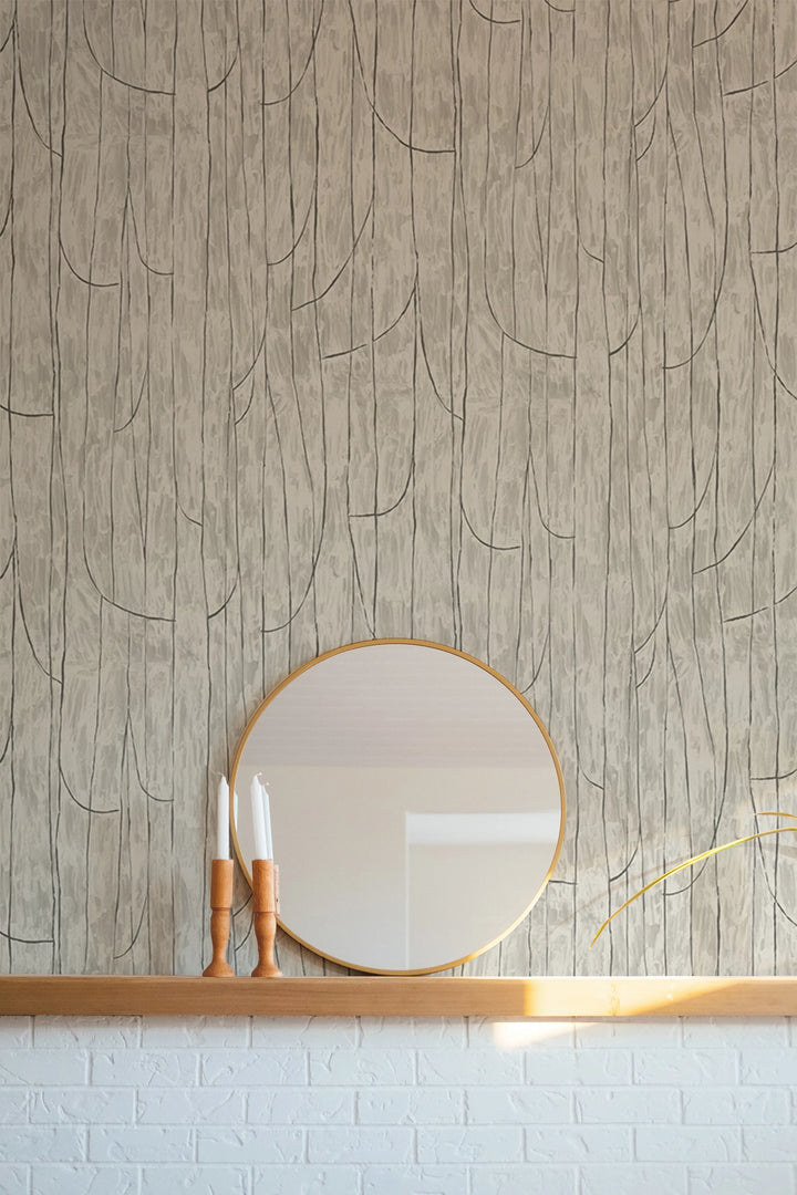Lingering Lines - Taupe Black Wallpaper