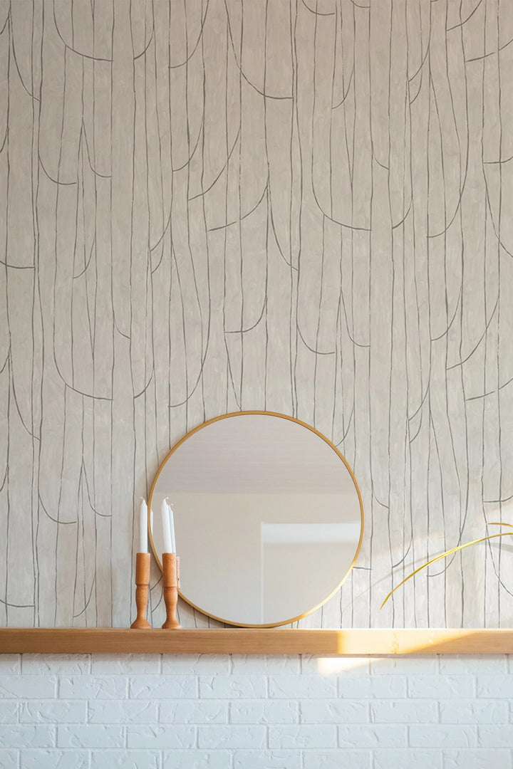 Lingering Lines - White Stone Wallpaper