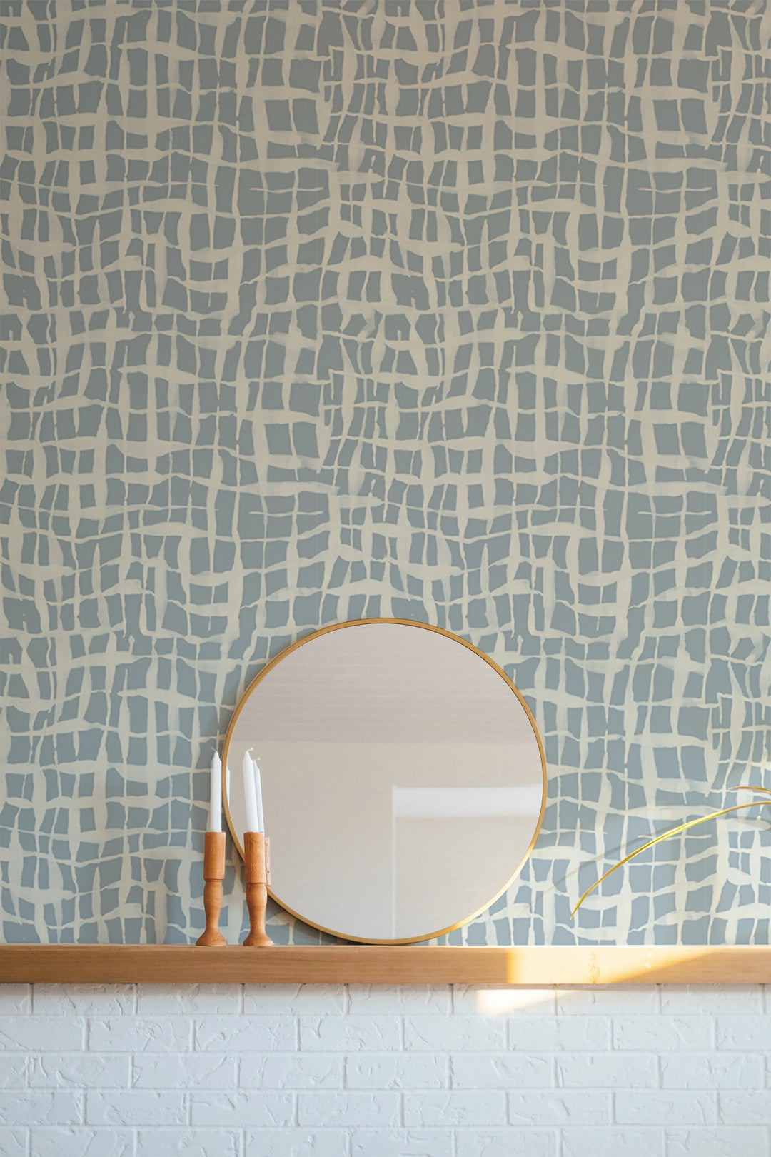 Net - Pale Mineral Blue Reverse Wallpaper