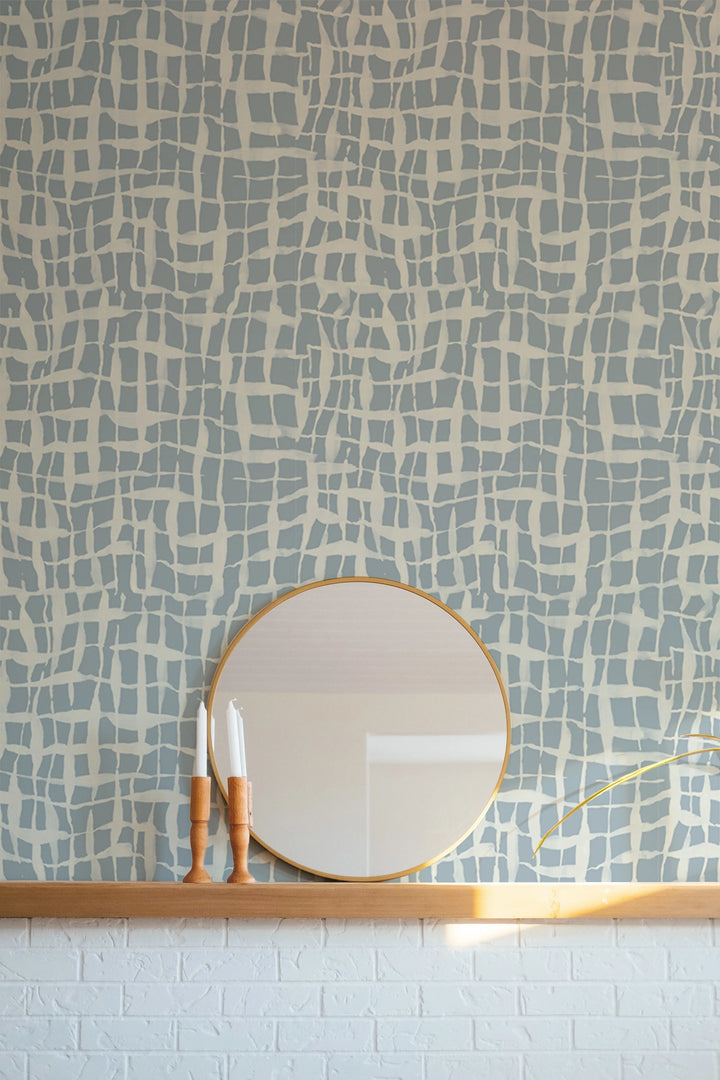Net - Pale Mineral Blue Reverse Wallpaper