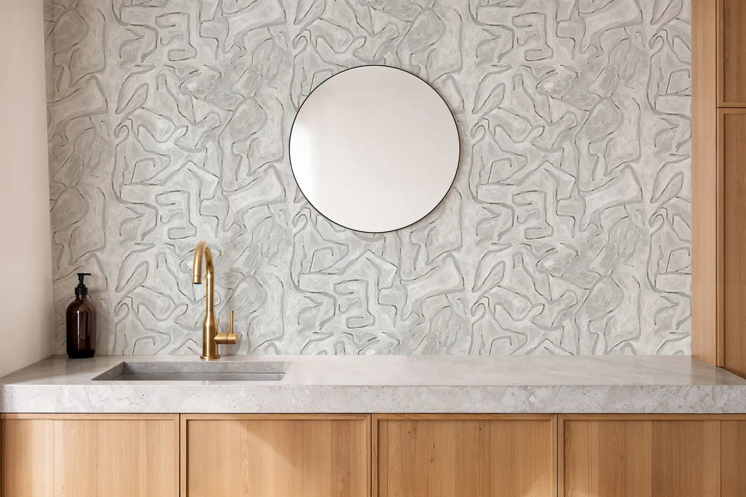 Painted Lines - Gray Linen Wallpaper