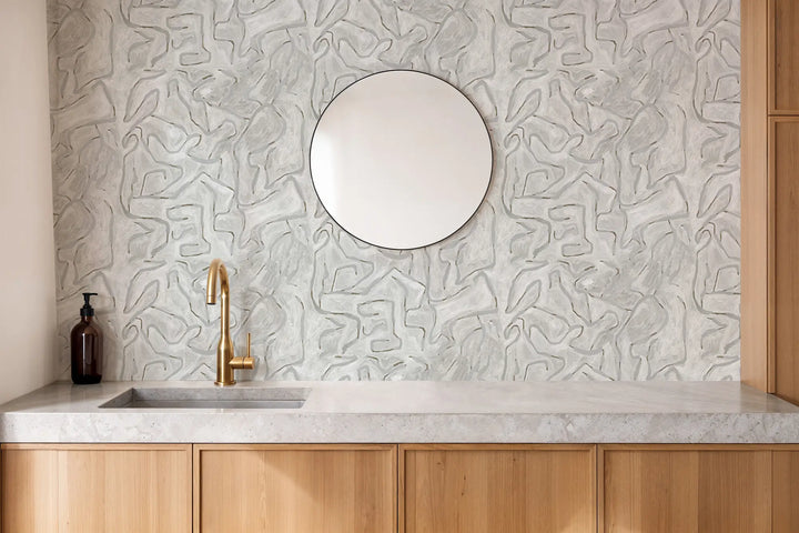 Painted Lines - Gray Linen Wallpaper