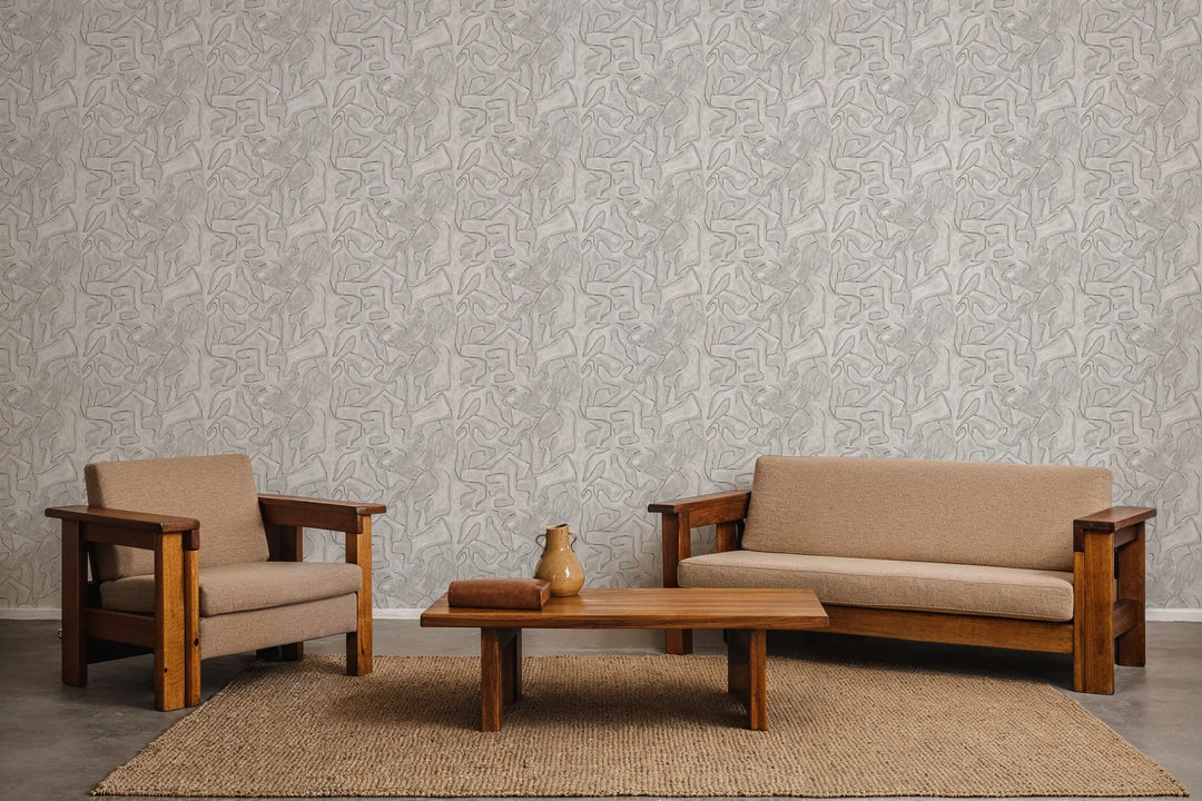 Painted Lines - Gray Linen Wallpaper