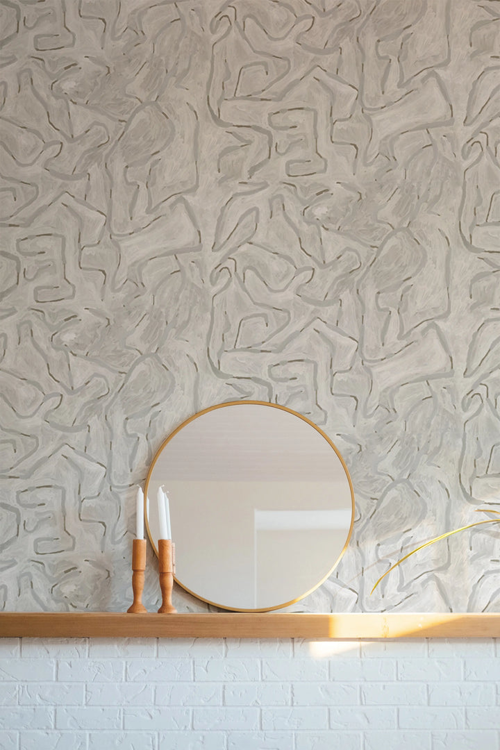 Painted Lines - Gray Linen Wallpaper