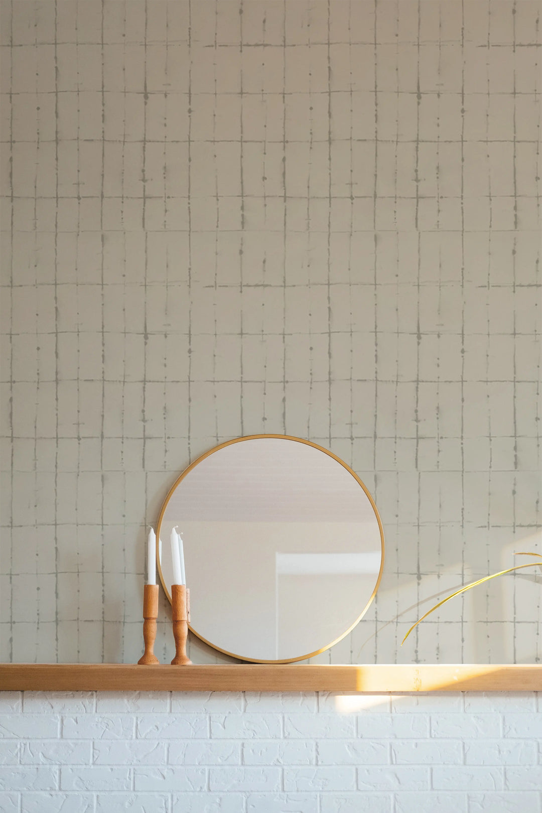 Wash Grid - Driftwood Wallpaper