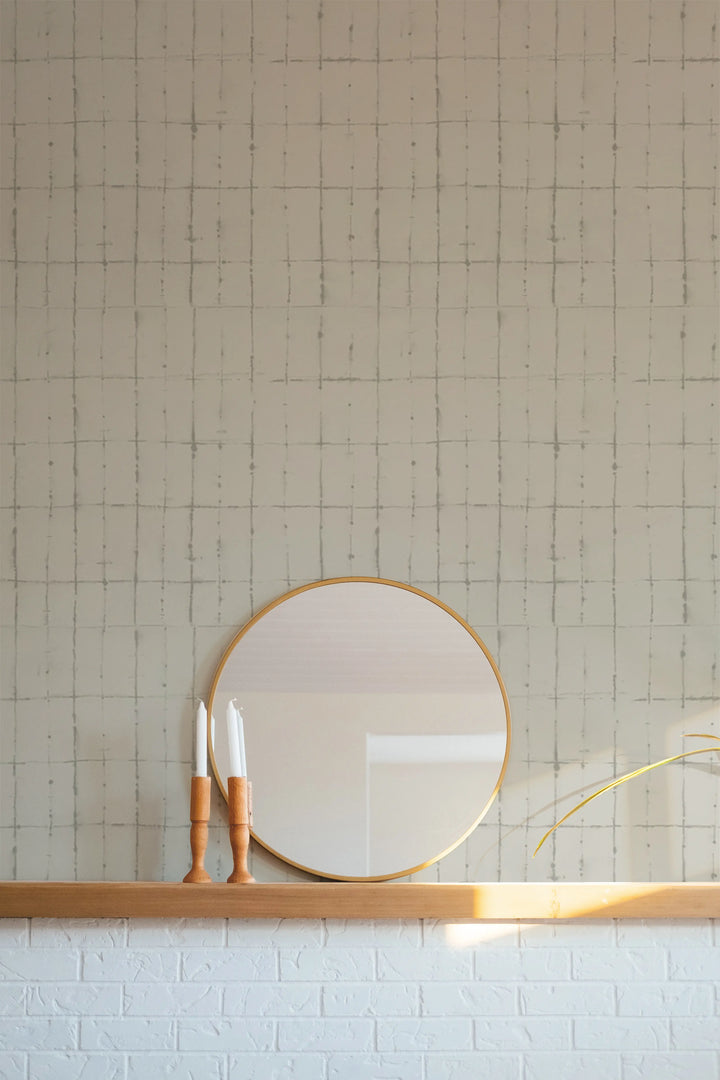 Wash Grid - Driftwood Wallpaper
