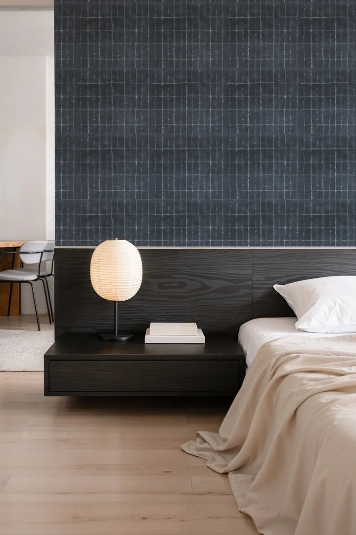 Wash Grid - Indigo Wallpaper