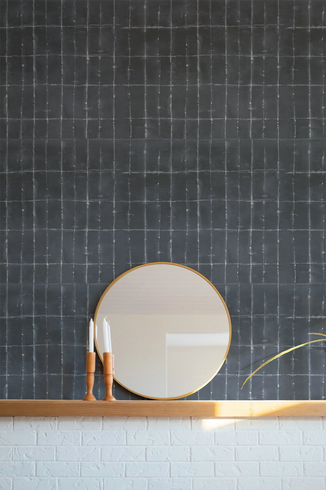 Wash Grid - Indigo Wallpaper