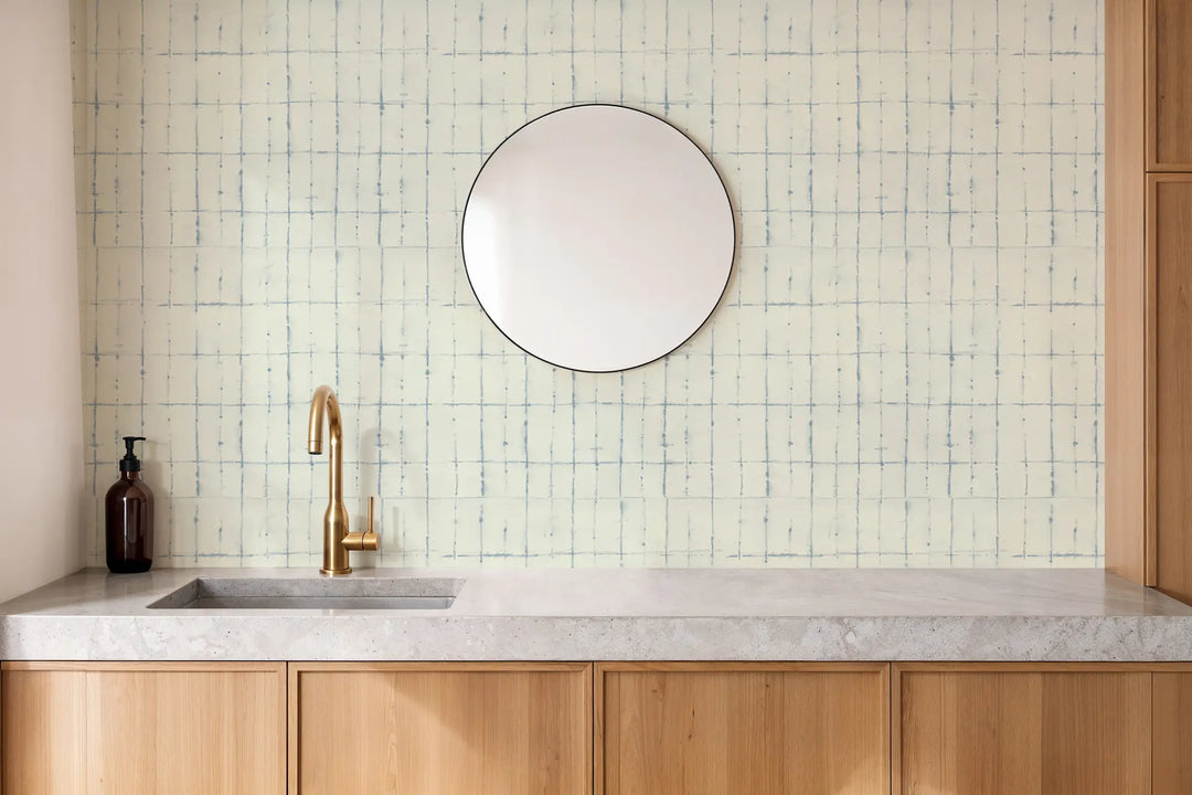 Wash Grid - Pale Mineral Blue Wallpaper