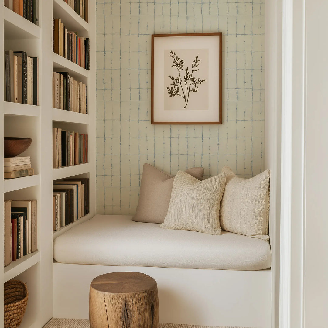 Wash Grid - Pale Mineral Blue Wallpaper