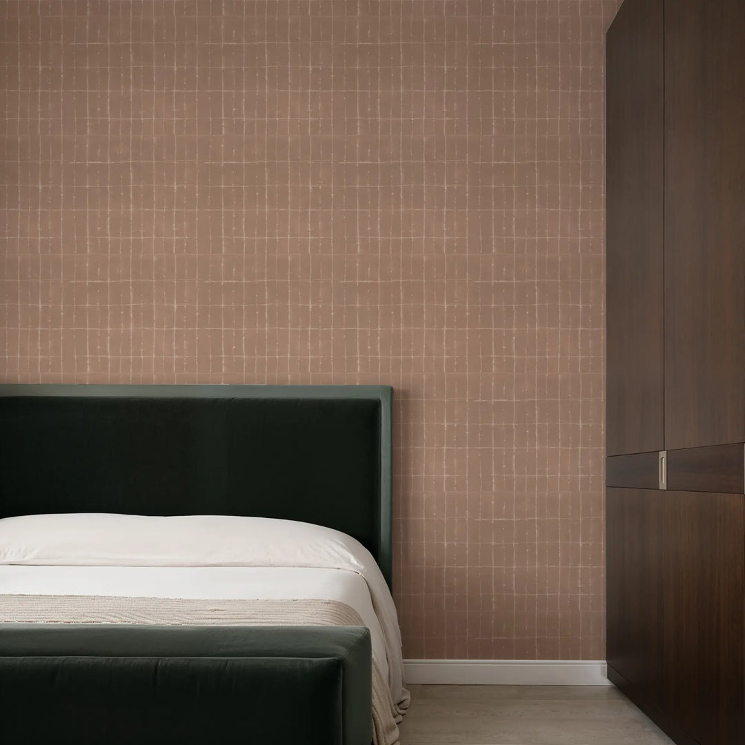 Wash Grid - Terracotta Wallpaper