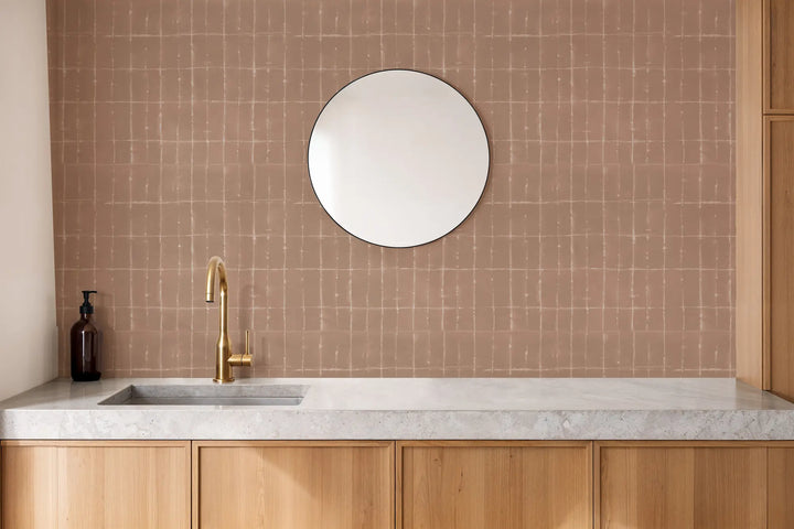 Wash Grid - Terracotta Wallpaper