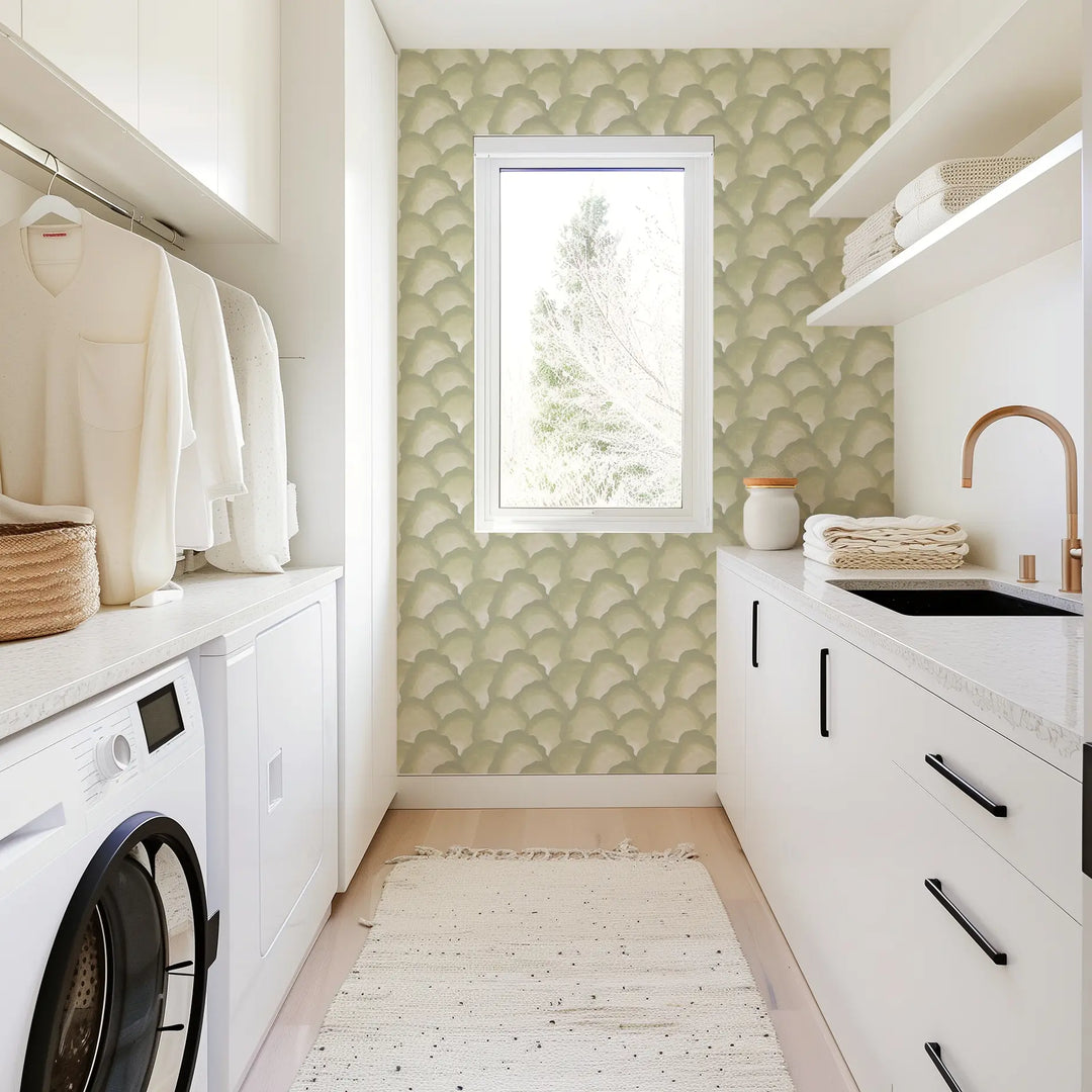 Wave Scales - Pale Green Wallpaper