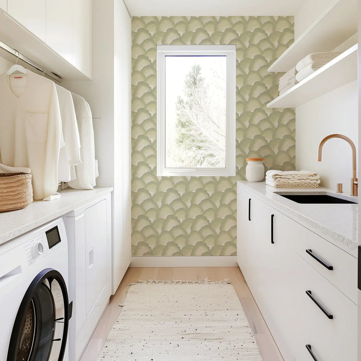 Wave Scales - Pale Green Wallpaper