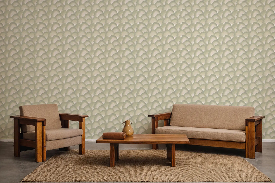 Wave Scales - Pale Green Wallpaper