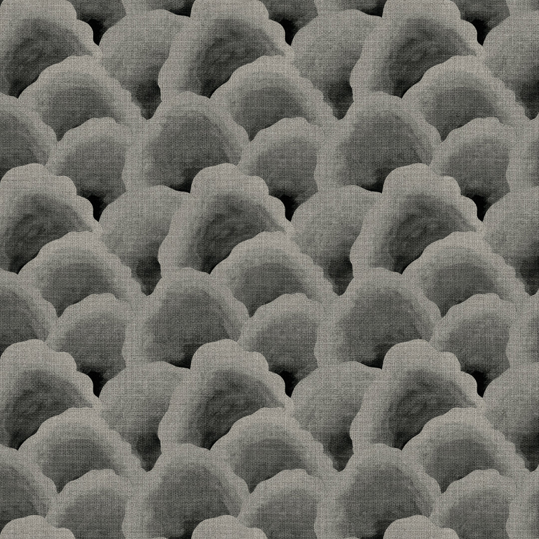 Wave Scales Taupe Black Grasscloth