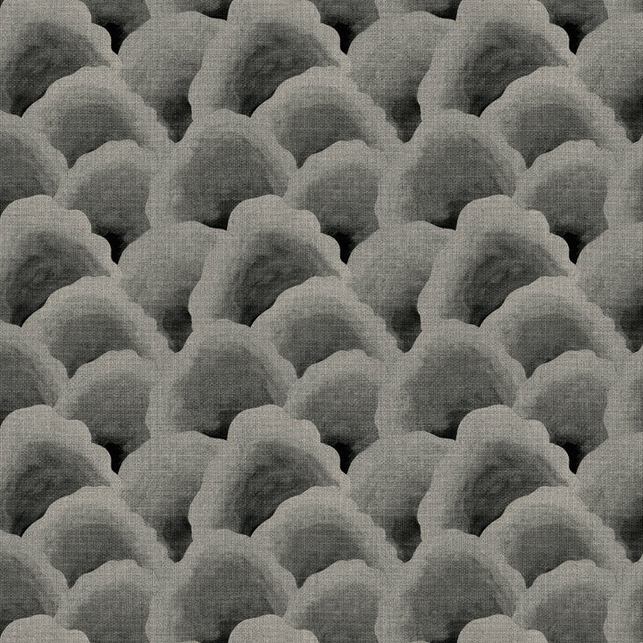 Wave Scales Taupe Black Grasscloth
