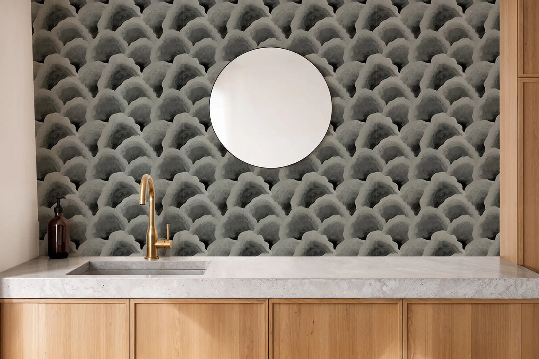 Wave Scales - Taupe Black Wallpaper