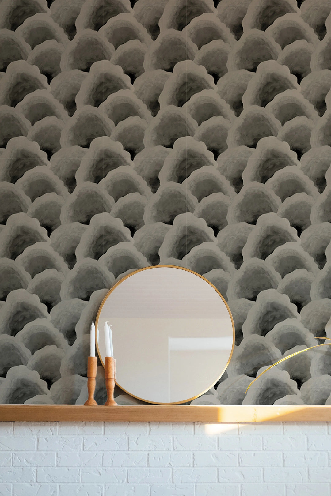 Wave Scales - Taupe Black Wallpaper