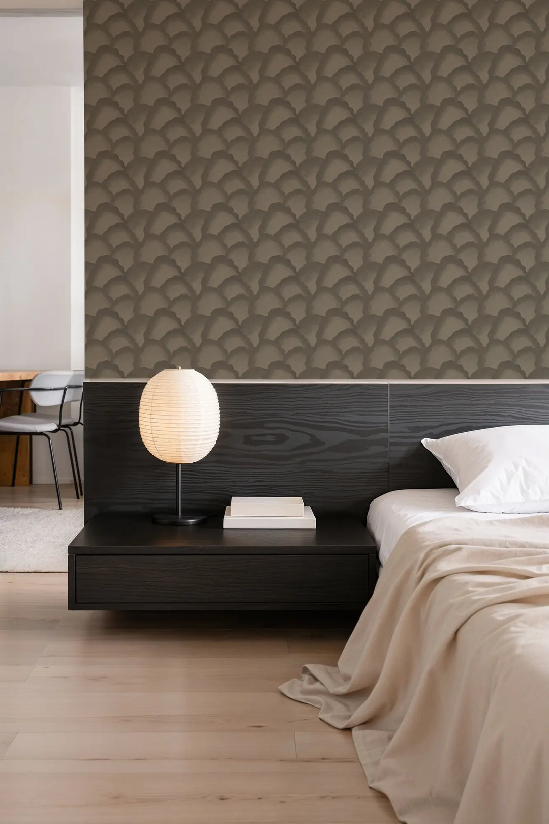 Wave Scales - Walnut Wallpaper