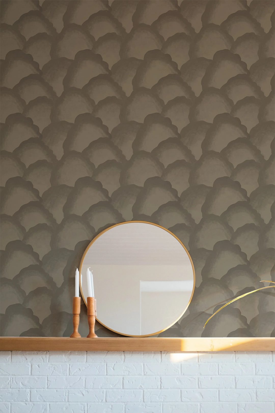 Wave Scales - Walnut Wallpaper