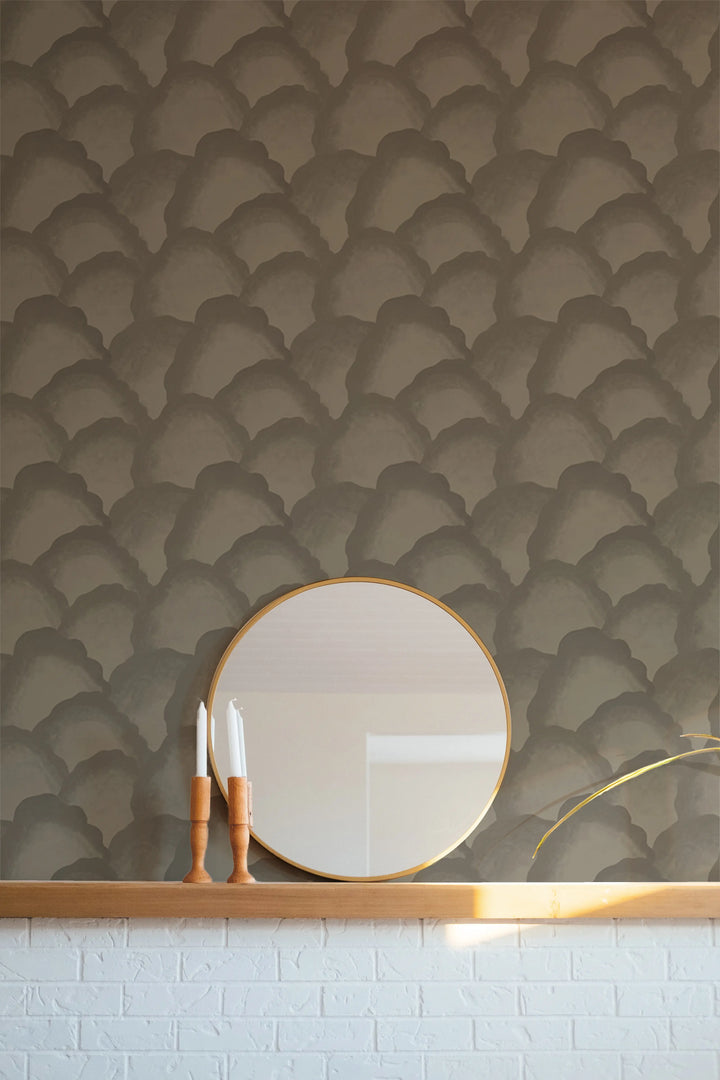 Wave Scales - Walnut Wallpaper