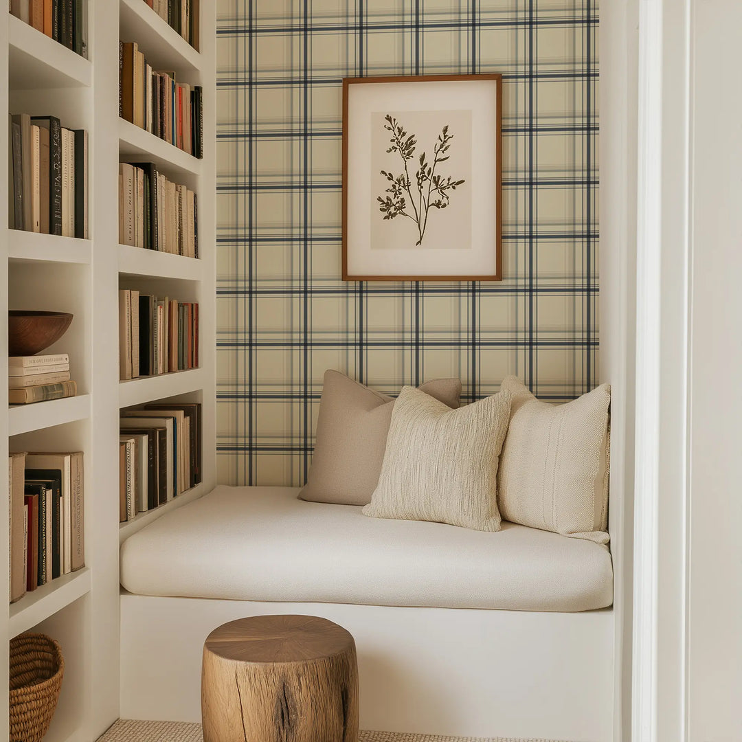 Ashcroft Tartan - Oxford Blue Wallpaper