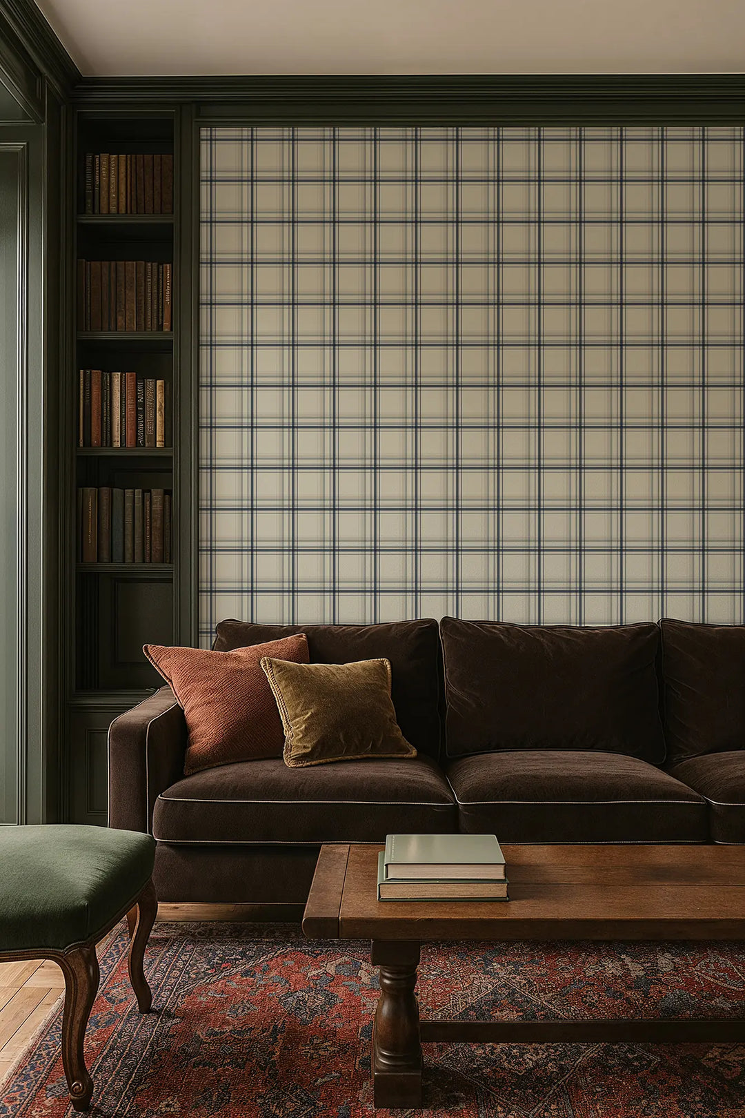 Ashcroft Tartan - Oxford Blue Wallpaper