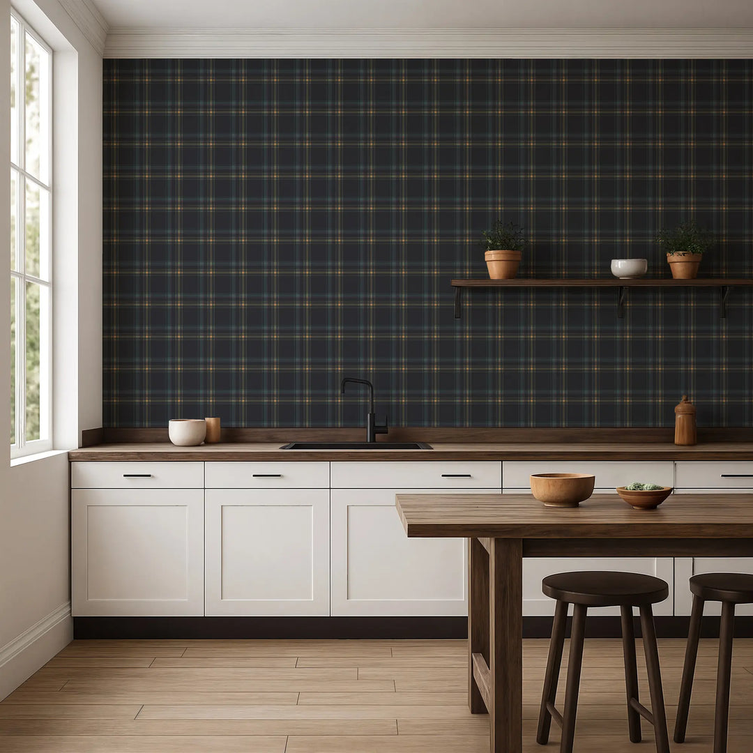 Ashcroft Tartan - Onyx Wallpaper