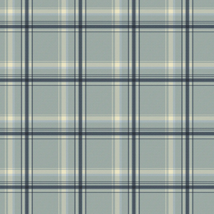 Ashcroft Tartan - Pale Mineral Blue Wallpaper