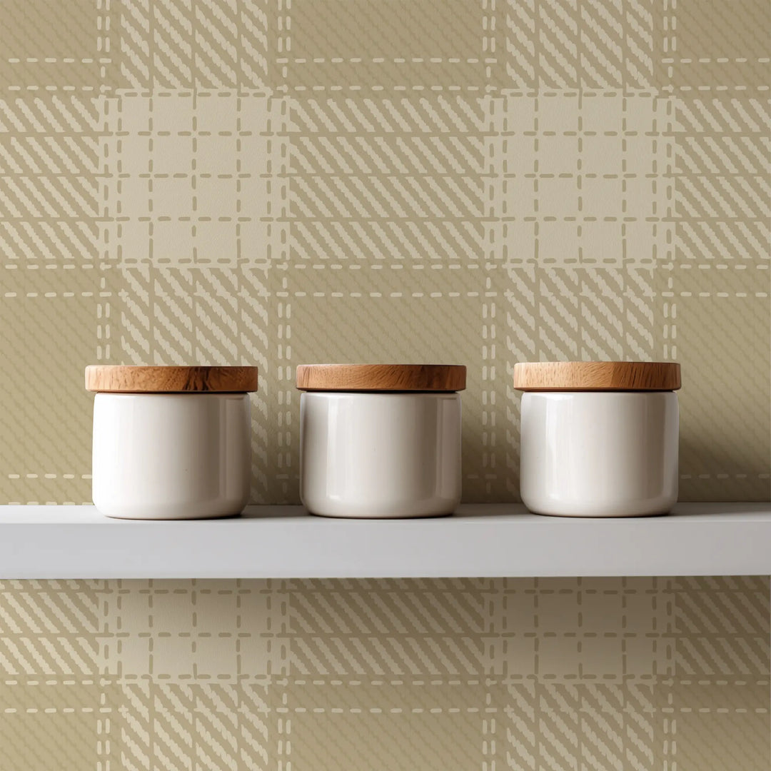 Campers Plaid - Dune Wallpaper