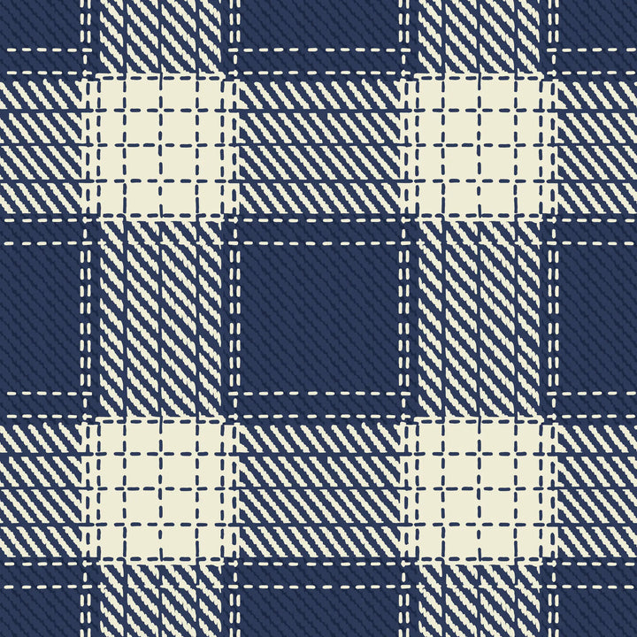 Campers Plaid - Navy Wallpaper