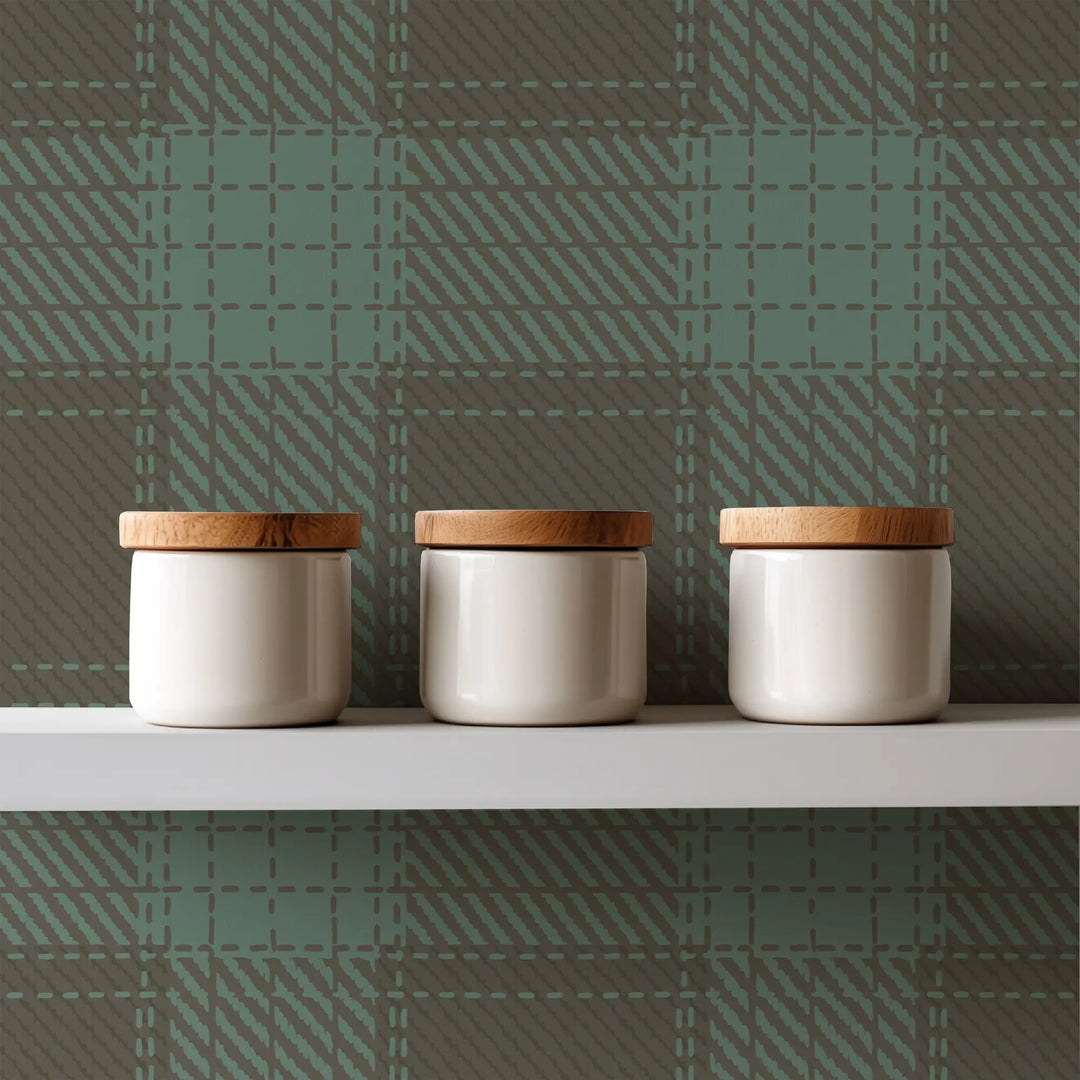 Campers Plaid - Sage Brush Wallpaper