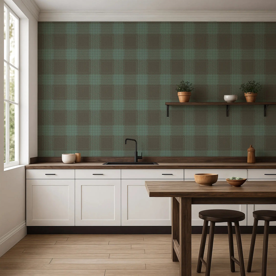 Campers Plaid - Sage Brush Wallpaper