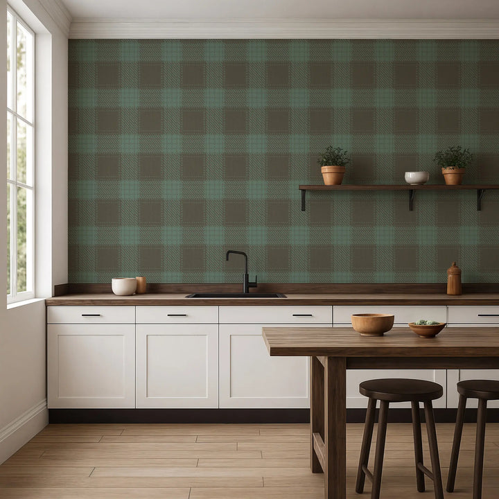 Campers Plaid - Sage Brush Wallpaper