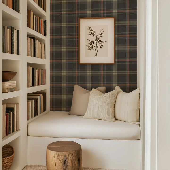 English Check - Mahogany Wallpaper