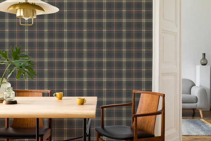 English Check - Mahogany Wallpaper